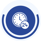 Clock icon with 24-hour symbol.