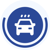Car icon with raindrops on windshield.