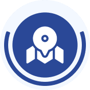 Blue map icon with a location pin.