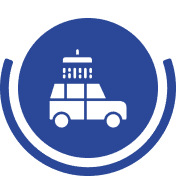Car under carwash symbol in blue circle.