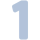 Bold numeral one in blue shade.